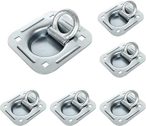 Paquete de 6 anclajes de amarre de anillo en D empotrados para remolque, anclajes de amarre de remolque, kit de alta resistencia para remolque o