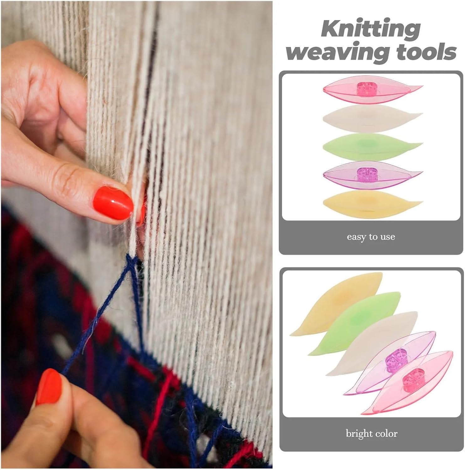 Bobbin Lace Kit 10Pcs Tatting Shuttles Plastic Knitting Tools for Beginners Ergonomic Weaving Shuttle Set