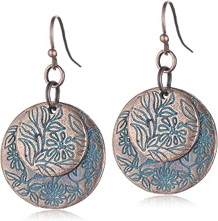 Handmade Bohemian Tribal Spiral Hoop Earrings Lightweight Vintage Bronze Dangle Drops for Women