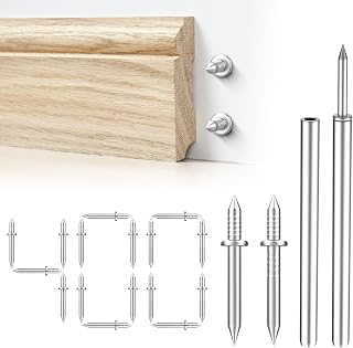 400Pcs Double-Head Skirting Thread Seamless Nails with 4 Sleeve Tools - Rust-Resistant Invisible Non-Marking Nails for Seamless Skirting Thread with Solid Wood Baseboard