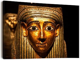 Canvas Wall Art Prints Picture Replica an ancient Egyptian pharoah sarcophagus Framed Large Size Artwork Wall Painting Home Decor for Living Room Bedroom Ready to Hang 24"x36"