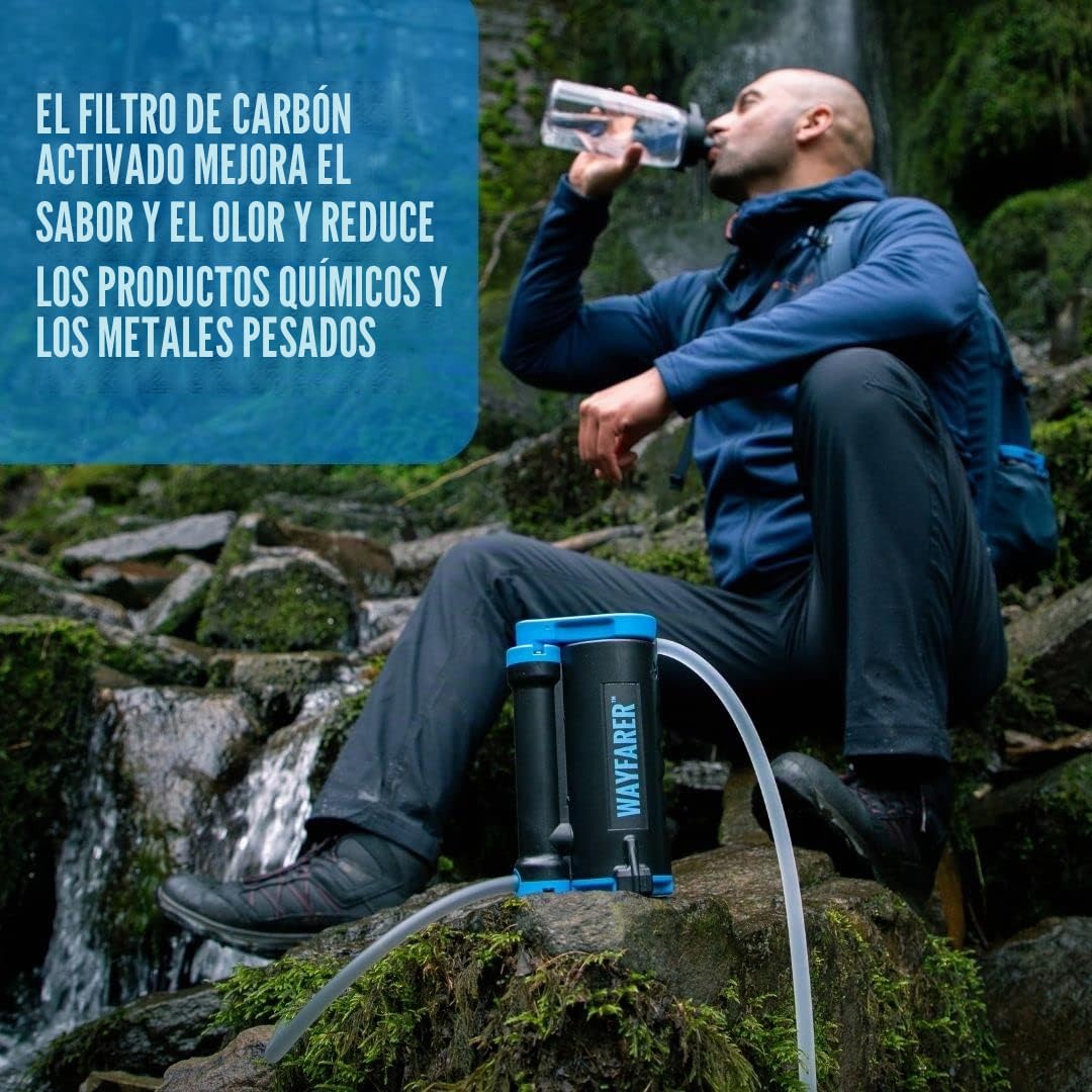 LifeSaver Wayfarer - Purificador de Agua Portátil Compacto y Liviano, Kit Supervivencia para Camping y Aventura, Filtro de Agua de Mano, Elimina el 99,99% de Bacterias y Microplásticos