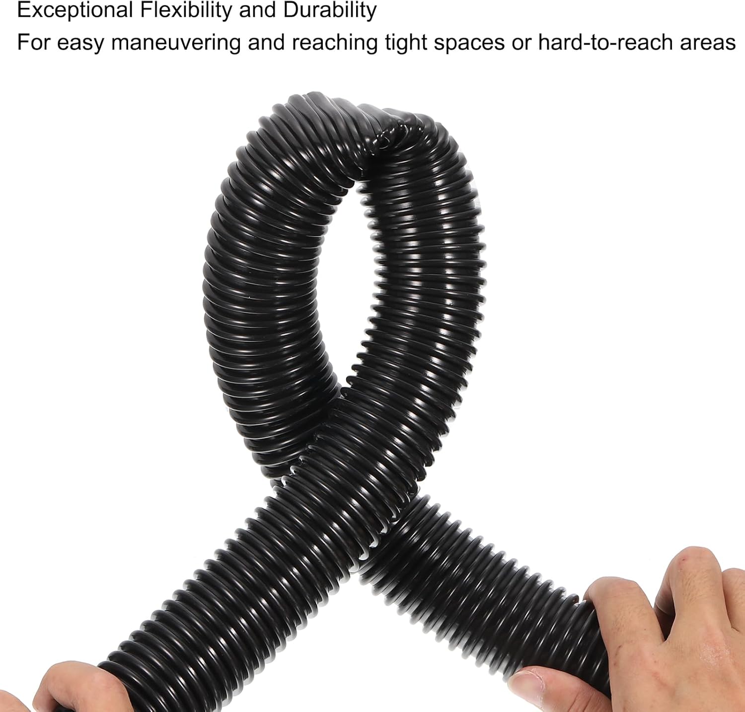 PATIKIL EVA Flexible Vacuum Cleaner Hose, 45 mm Outer Diameter 2M Length Dust Collection Hose for Industrial Vacuum Cleaner, Black