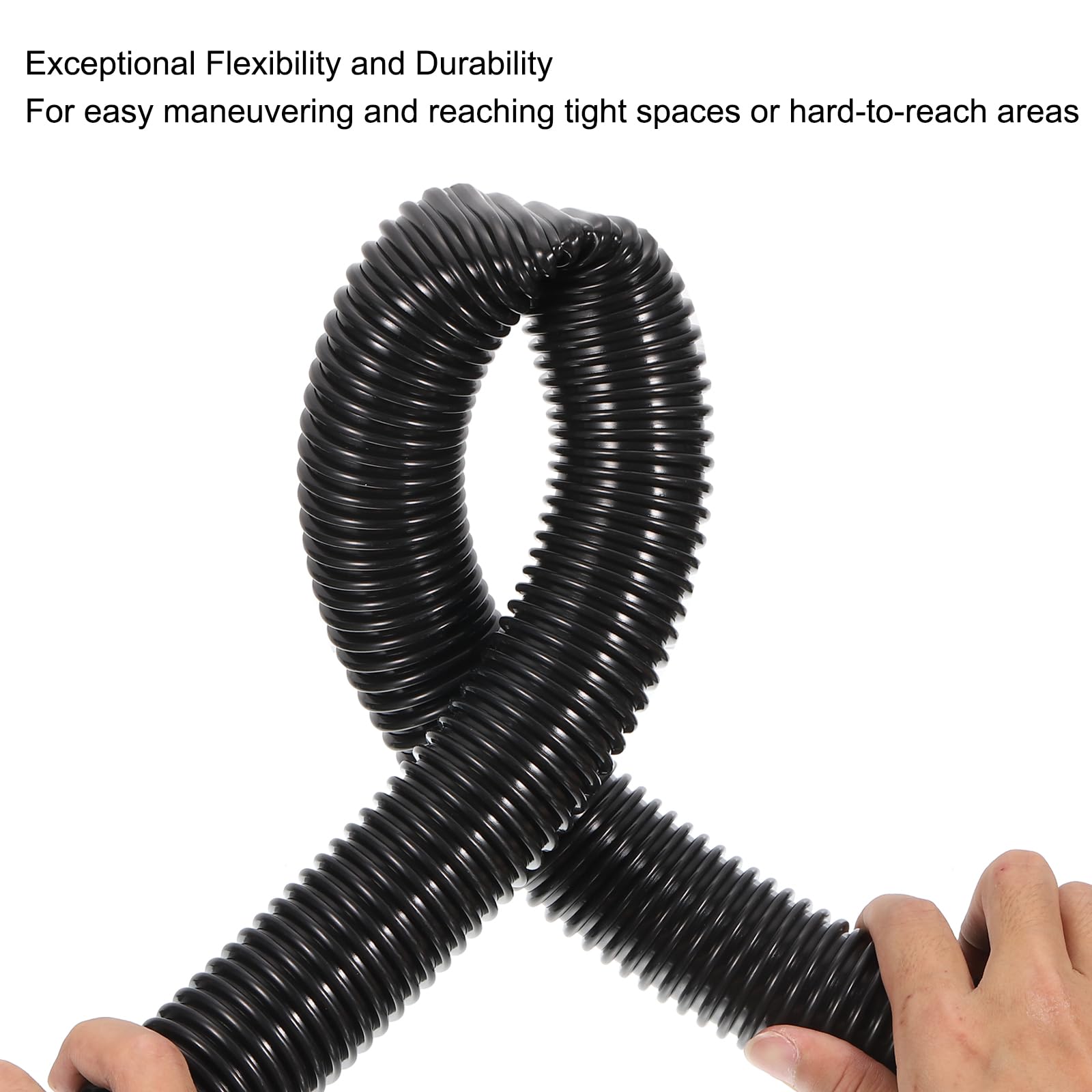 PATIKIL Manguera flexible EVA para aspiradora, 45 mm de diámetro exterior, 2 m de longitud, manguera de recogida de polvo para aspiradora industrial, color negro