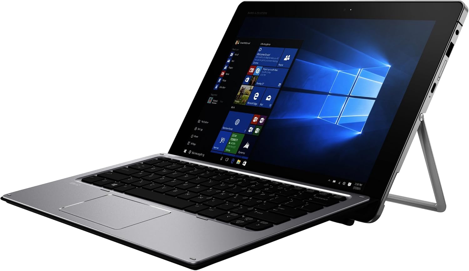 HP Elite x2 1012 G1 Tablet PC with keyboard attached, displaying Windows desktop