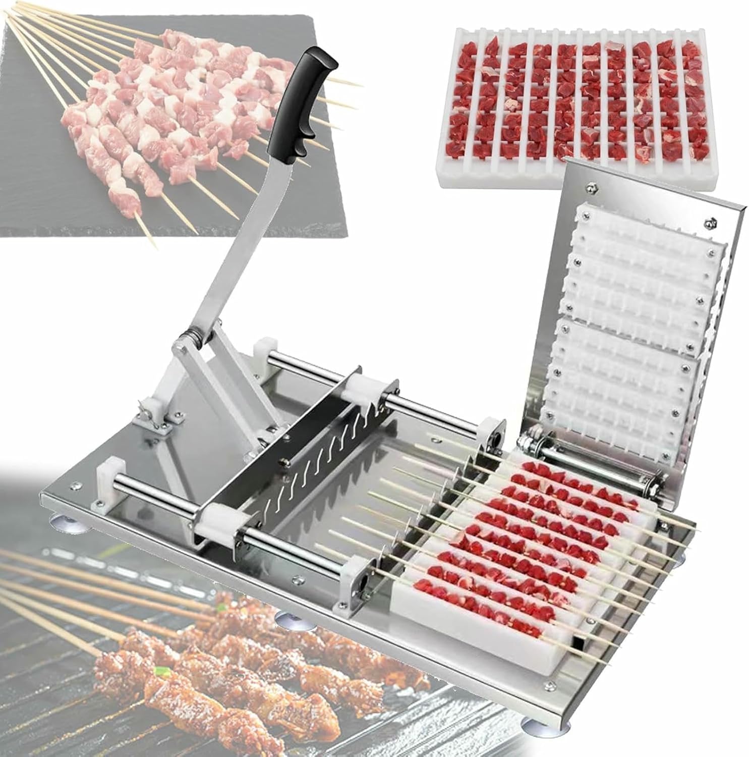Kebab Maker Stainless Steel, 10 Barbecue Skewer Machine, Perfect For The Outdoor Picnics, Camping, Home And Commercial Use ~/
