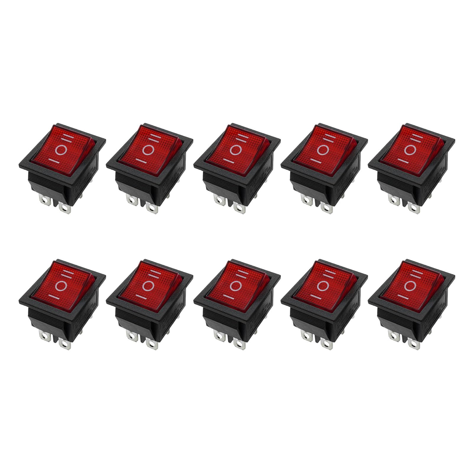 CUNZJIA 16A 250V Rockers Switches with Red Light Indicators LED Toggle Rockers Switches for Home Appliances and Fitness Equipmen