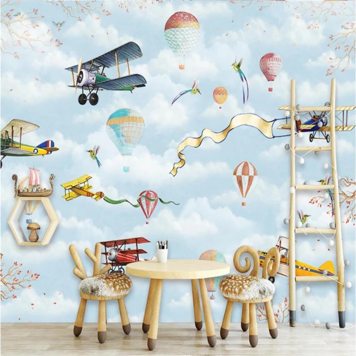 Photo wallpaper mural salon style avion 3D pour chambre