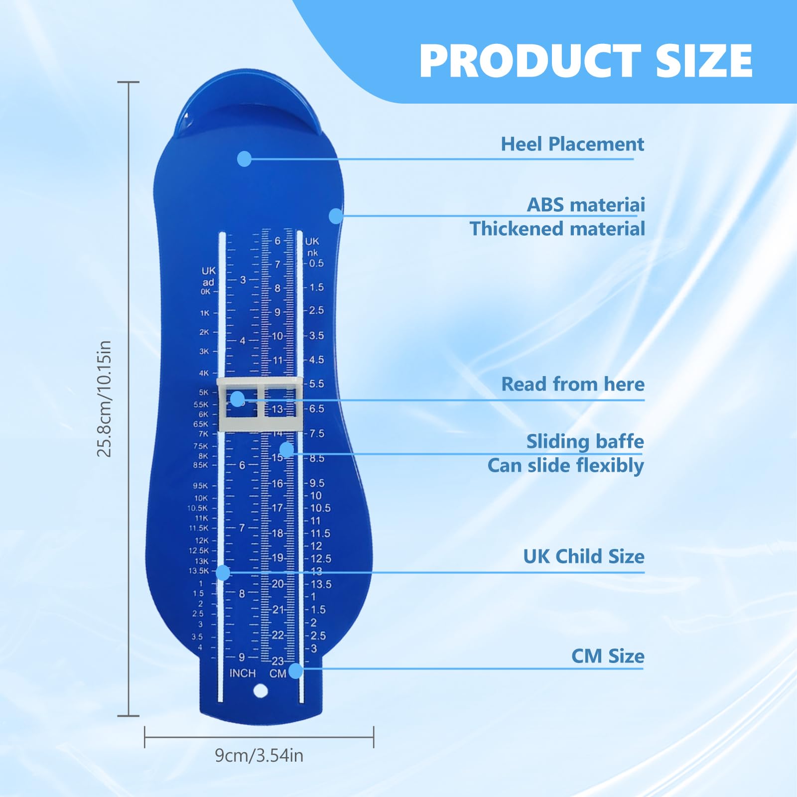 Pédimètre Enfants, Mesure Pied Enfant, Pointure Chaussure Mesurer Pied Dispositif de Mesure pour une détermination précise de la taille des chaussures, Bleu