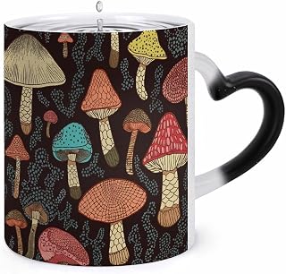 Mushroom Color Changing Mug Heart-Shaped Handle Mugs Fashionable Tea Cup Coffee Cup Popular Tumbler And Cups For Office Workers Mug & Unique Gift Giving Teacup