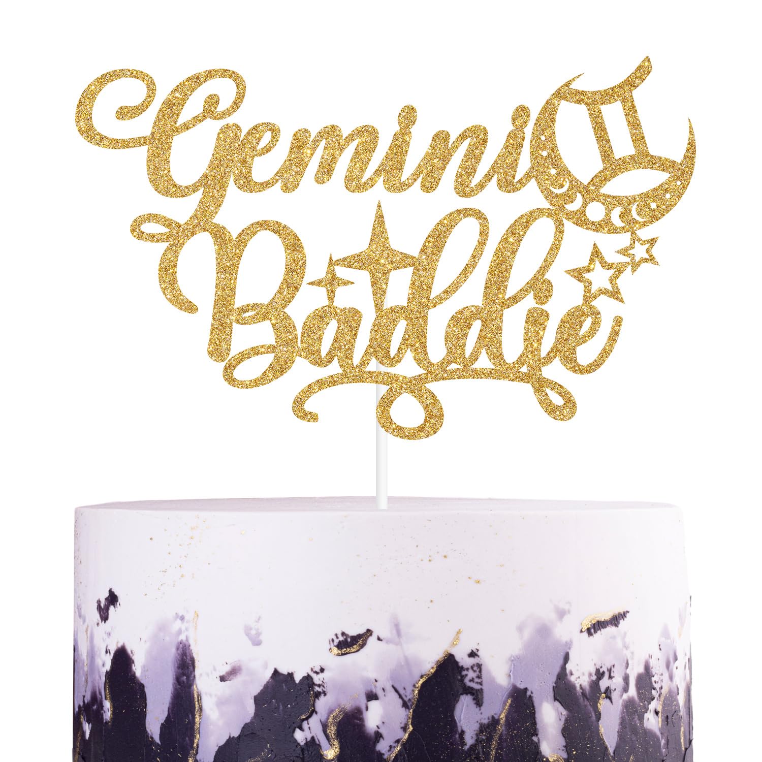 "It's Giving Gemini" Zodiac Birthday Banner - Pre-Strung Glitter Banner For Gemini Parties - View #10
