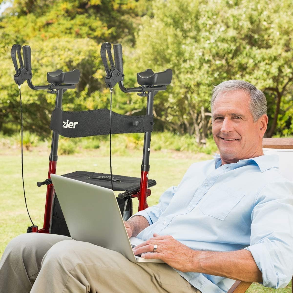 Zler Upright Walker con 10” Ruedas Frontales, Plegable Rollator Walker