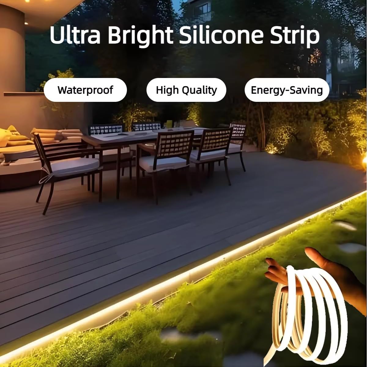 Taśma LED, COB Neonowa taśma LED, jasna opaska Led 220 V, wodoodporna z przełącznikiem, LED Strip Light (niebieska, 35 m)