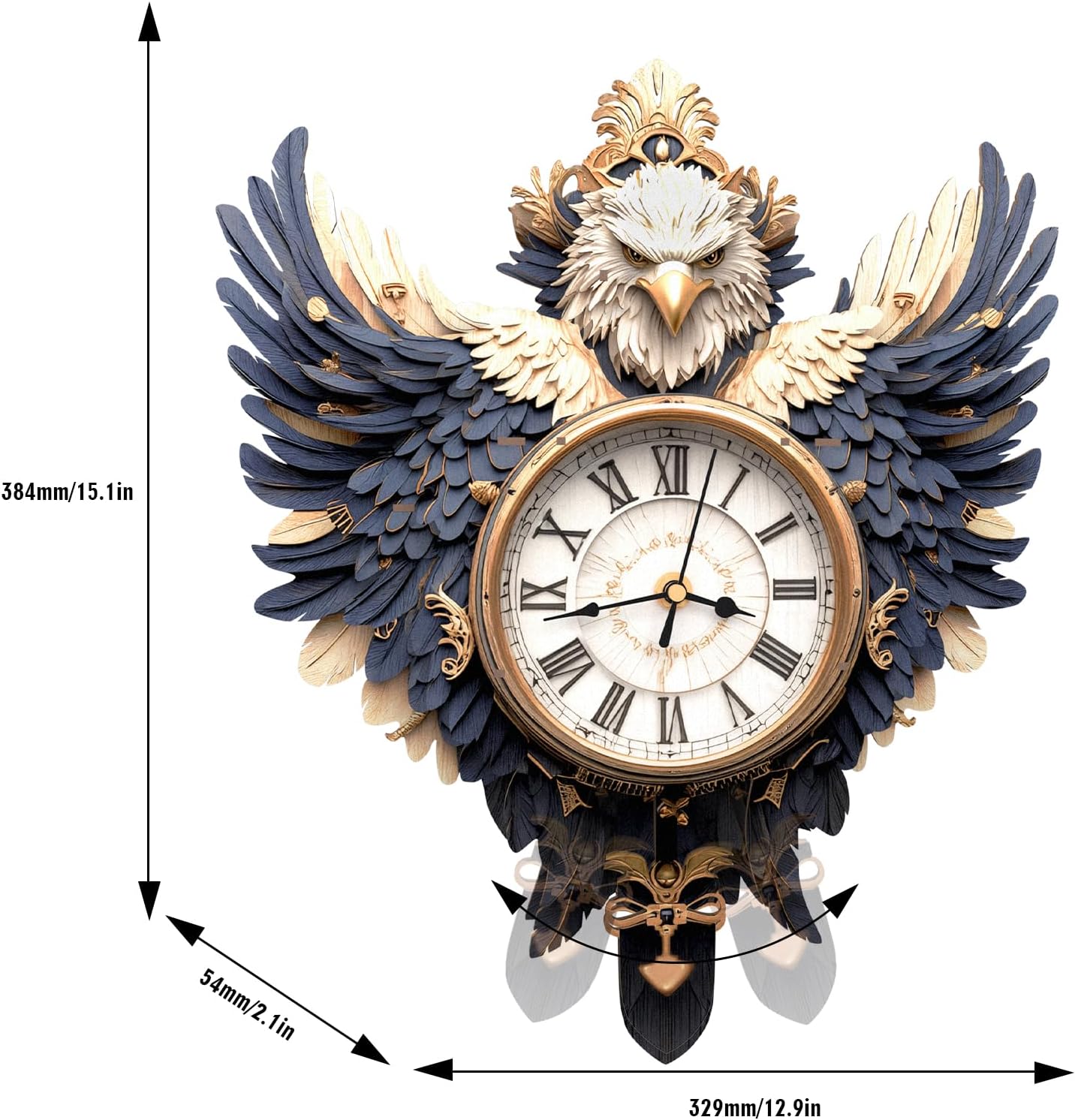 KAAYEE 3D Wooden Puzzles for Adults Eagle Clock - Wall ‌‌Clock Puzzle Xmas Room Model Building Kit Creative Art Craft Gift Home Decor for DIY Enthusiasts, Brain Teaser Building Set Birthday Gifts