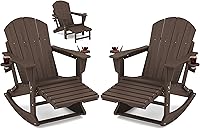 Vista 38 de KINGYES Silla Adirondack con reposapiés retráctil y portavasos, silla reclinable de Adirondack de HDPE para porche, patio, balcón, gris plomizo
