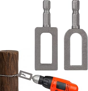 Penitue 전기 드릴 와이어 트위스트 도구 2개, 0.6cm(1/4인치) 육각 섕크 탄소강 와이어 트위스터 도구 펜싱 철근 묶기 및 건설 농장 정원 및 DIY용