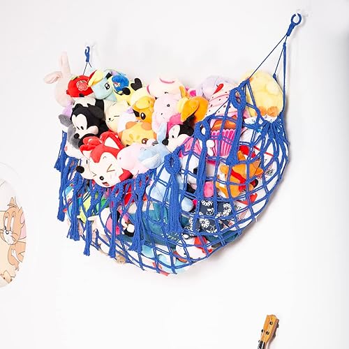 Miniatura 2 de Red de animales de peluche o hamaca para colgar en la pared para almacenamiento de animales de peluche, exhibición de juguetes de macramé, soporte