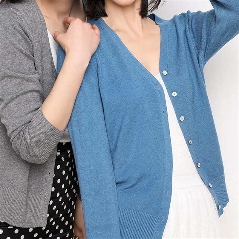 FUAKGIIL Cashmere Blended Sweater Womens Cardigan Chunky – product photo 7 of 8