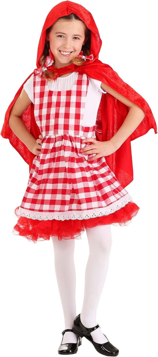 Little Red Riding Hood Halloween Costume Dress for Girls | Red Storybook Character Cosplay Outfit for Kids
