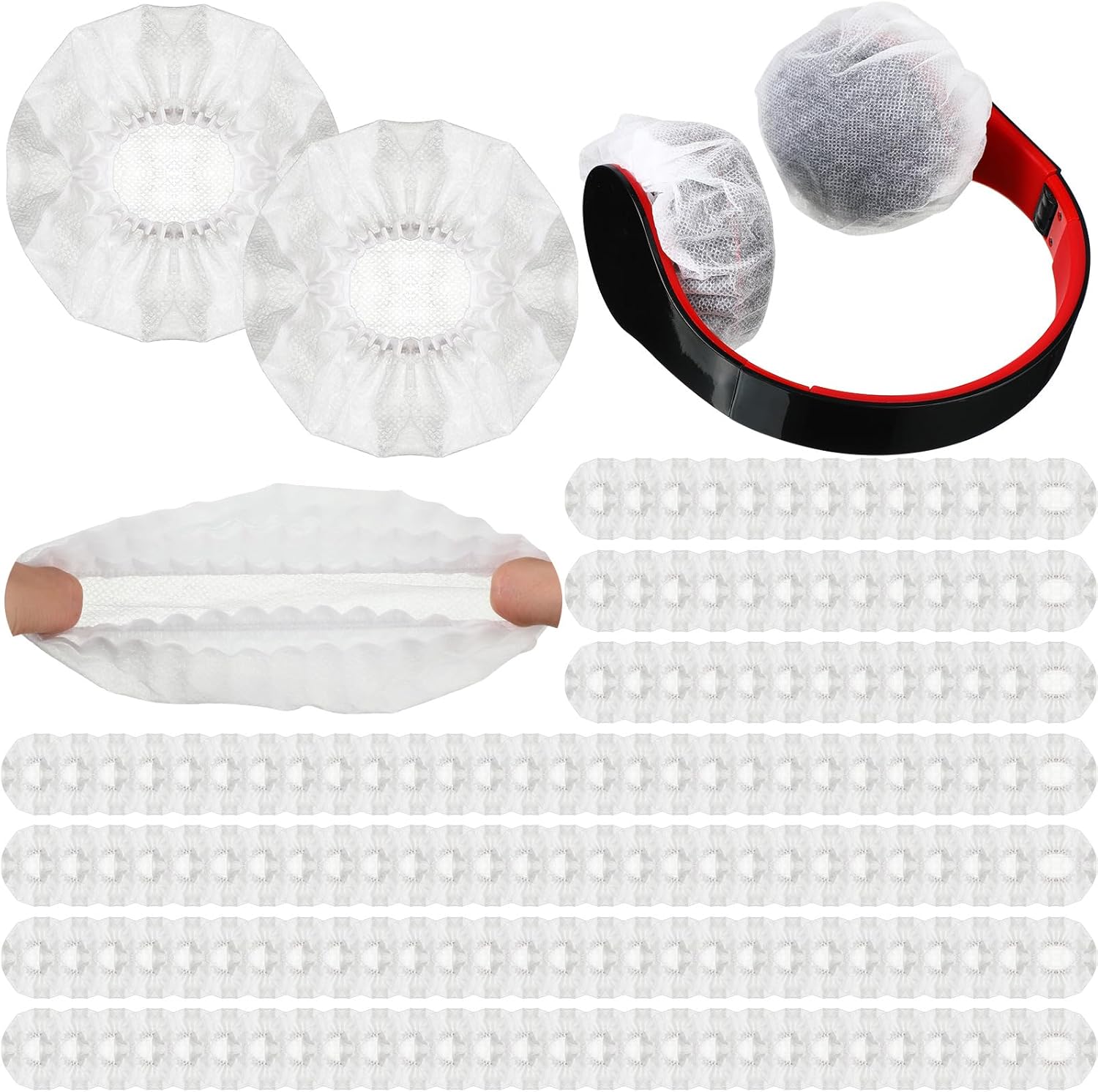Hoteam 1000 Pcs Disposable Headphone Covers, Non-Woven Sanitary Headphone Hygiene Covers for Over-Ear Headphones (8-11cm), Ideal for Gyms, Salons, Call Centers & Shared Headsets, White
