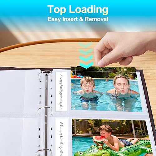 Miniatura 5 de Paquete de 60 páginas de repuesto para álbumes de fotos de 5 x 7 pulgadas para carpeta de 3 anillos, fundas de fotos ultra transparentes con