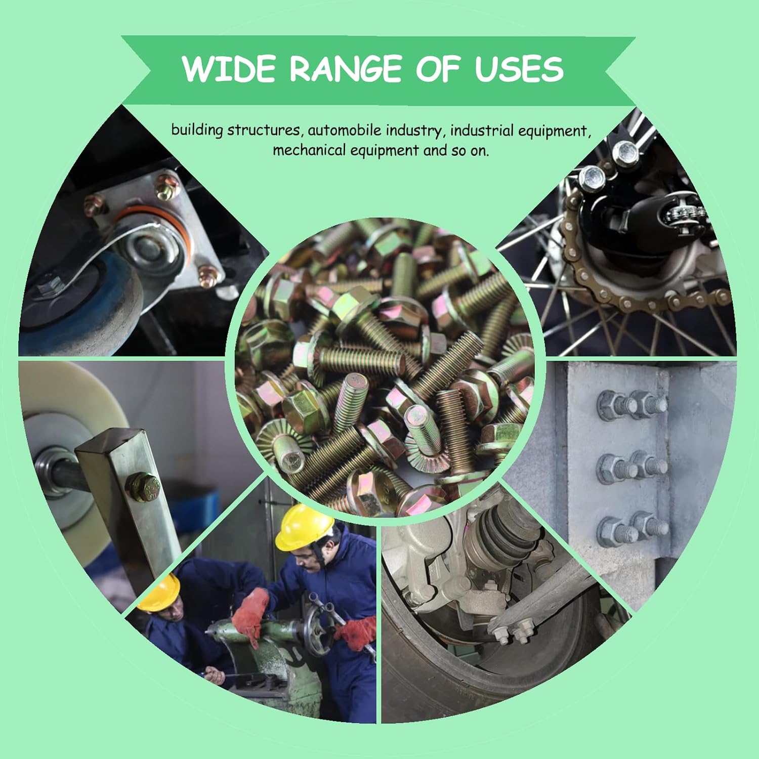 751pcs Class 10.9 Metric Flange Bolts Assortment Kit, M6x1.0, M8x1.25, M10x1.5, M12x1.75 Bolts (12-50mm), Metric Bolts and Nuts Assortment, Hex Bolt and Nut Washers Kit, Yellow Zinc Plated