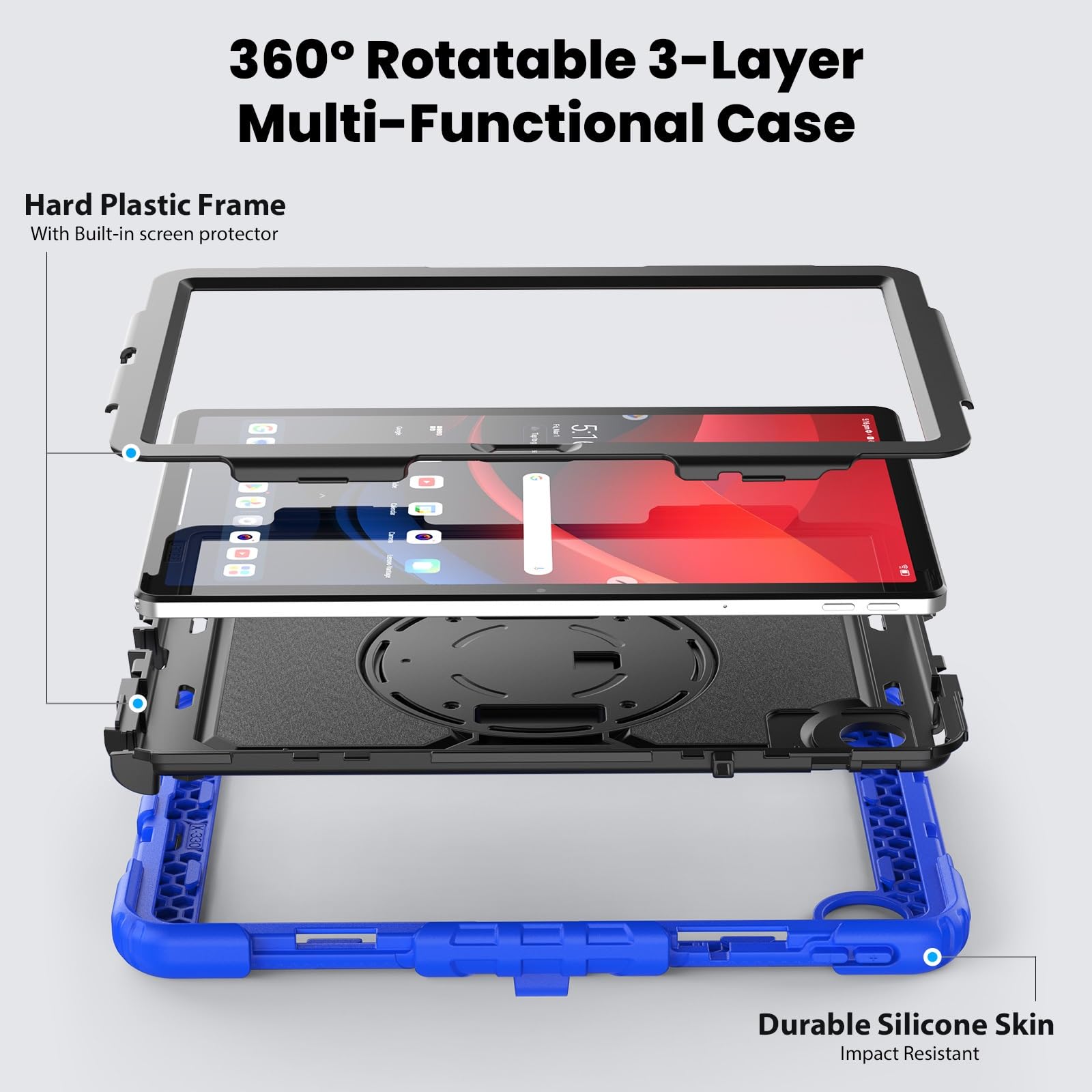 Junfire Hülle Für Lenovo Tab M11 2024 / Xiaoxin Pad 2024 – Stoßfest, 360° Drehbarer Ständer, Mit Handschlaufe & Schultergurt