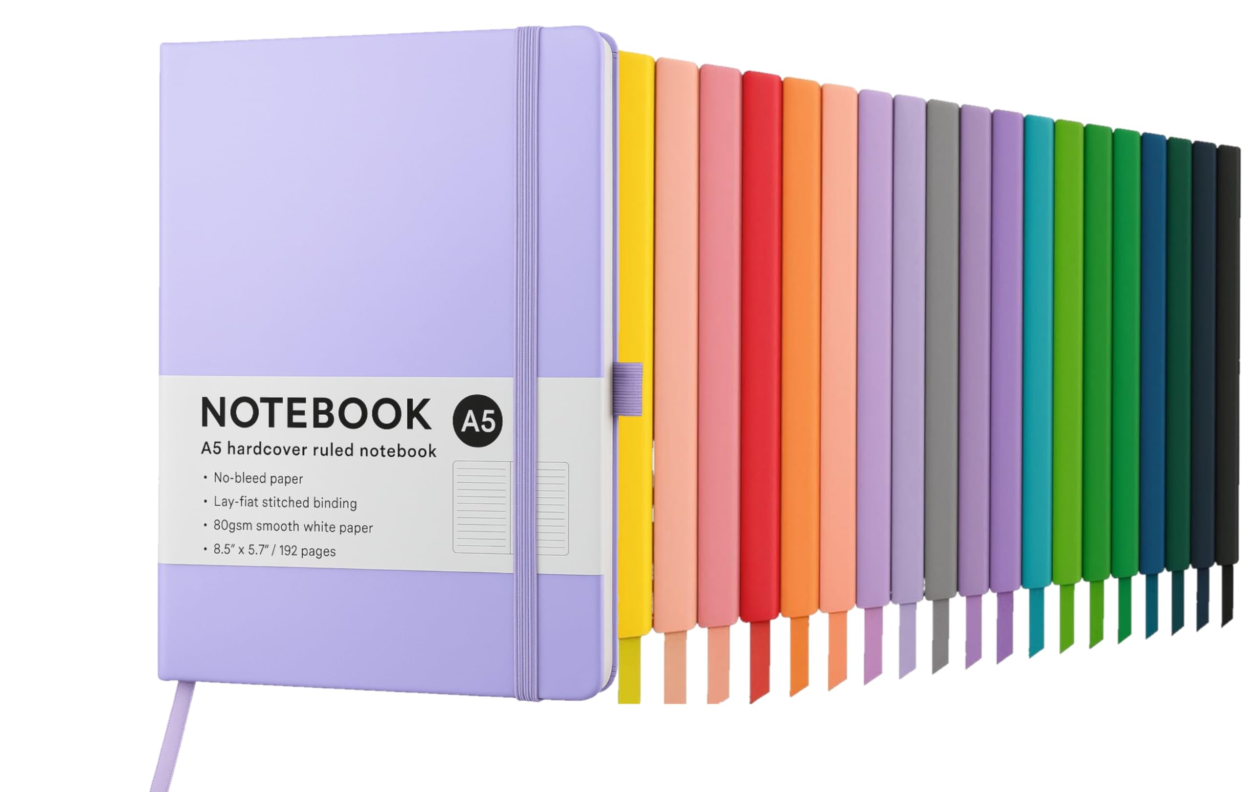Top Sale A5 Dotted Notebook with Hardcover, 192 Pages, No Bleed Paper, Lay Flat Journal with Elastic Closure