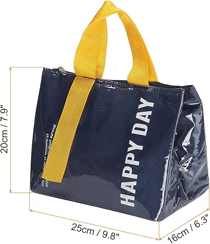 Miniatura 10 de PATIKIL Bolsa de almuerzo aislada, bolsa de almuerzo impermeable de poliuretano, lonchera portátil térmica, contenedor de alimentos para el trabajo,