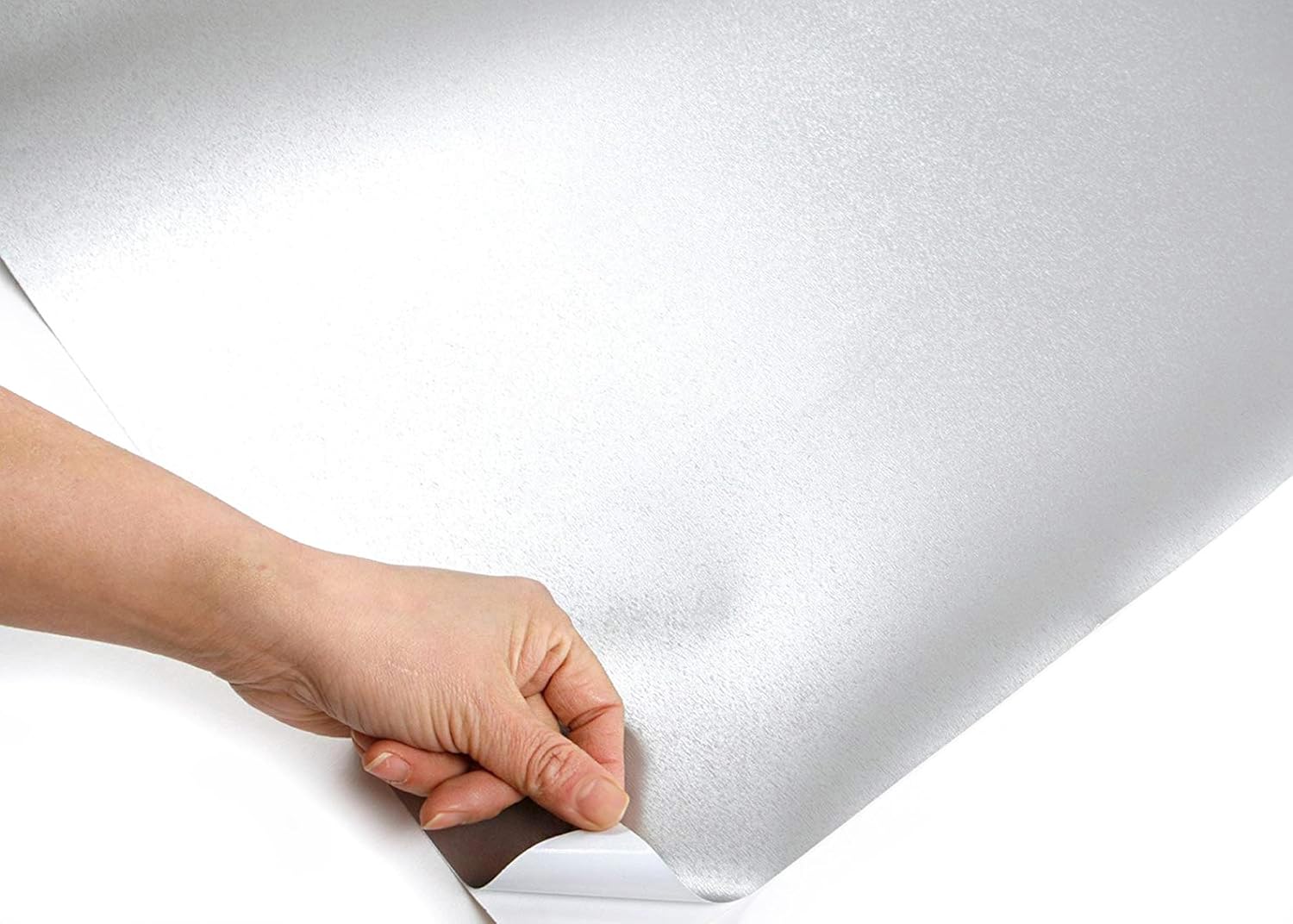 ROSEROSA Peel and Stick Brushed Faux Metal Architectural Film Self-Adhesive Vinyl Film Wallpaper Door Wrap Counter Top Border Mirror Molding Trim MG236