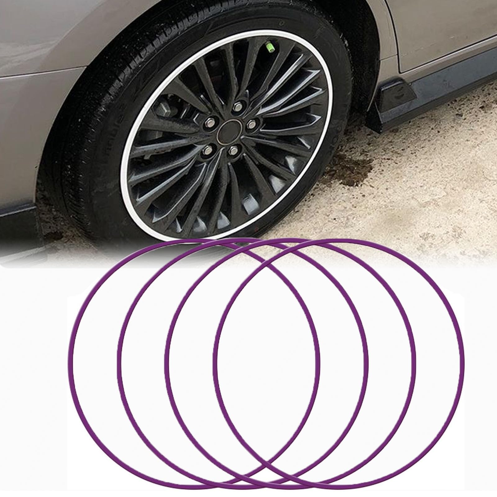 Felgenschutzring – 4 Stück, 15–22 Zoll, 8 Mm Breit, ABS-Material, Einteilig Geformt Mit Starkem Kleber Für Fahrzeuge Mit Flachen Felgen,16in,Purple