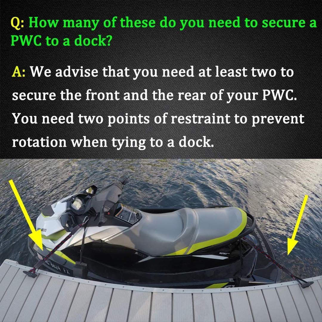 Bungee Dock Line Mooring Rope for Boat 3.5 ft Black 2 Pack : Sports & Outdoors