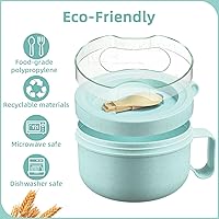 Vista 4 de Maxdot 4 piezas de tazón para microondas de ramen, tazones de sopa instantánea aptos para microondas con tapas, tazones grandes de sopa con asas