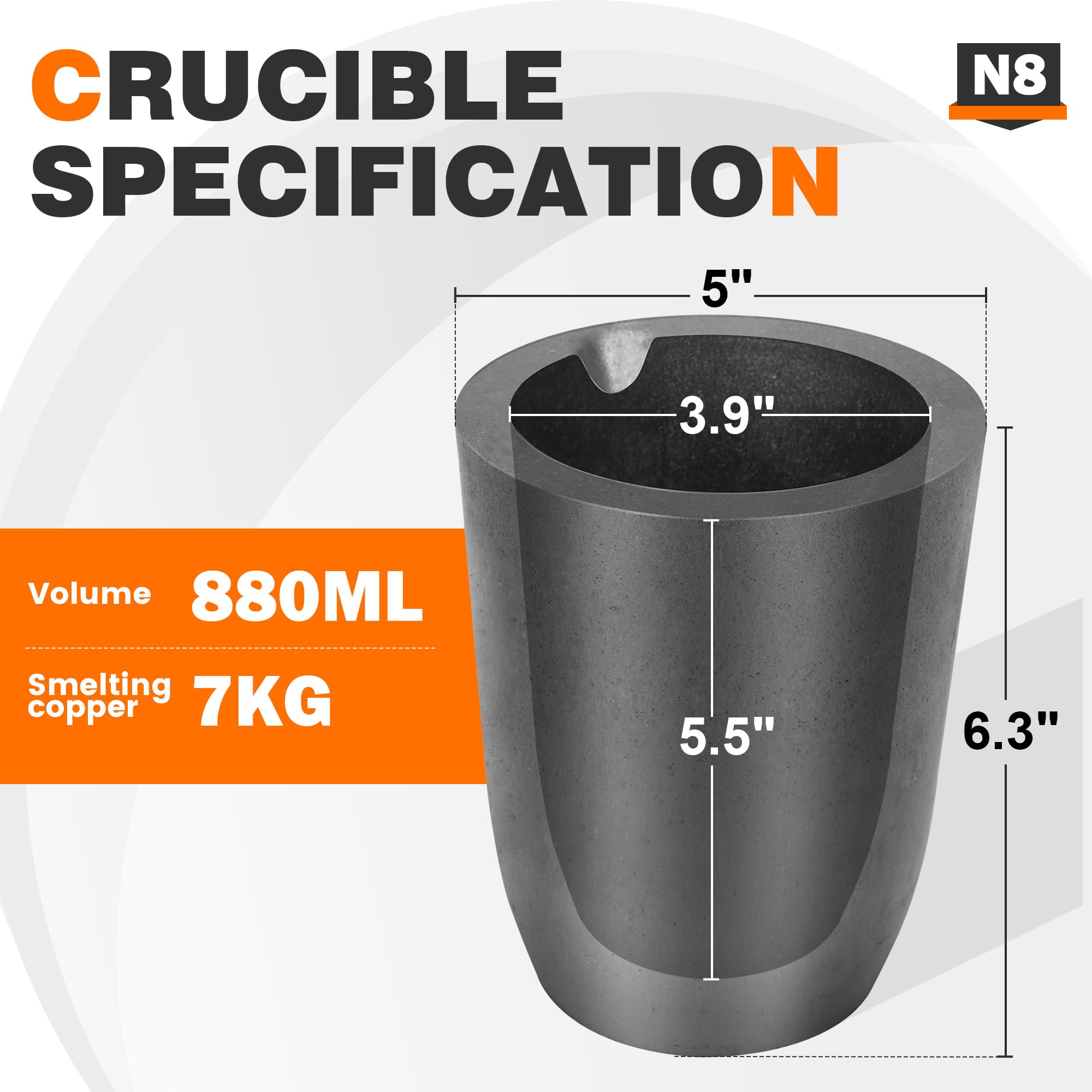 Crisoles de grafito de carburo de silicio,Crisoles para derretir metal,Resiste la alta temperatura 1800 ℃(3000 °F), Fundición de fundición de refinación de aluminio oro plata cobre