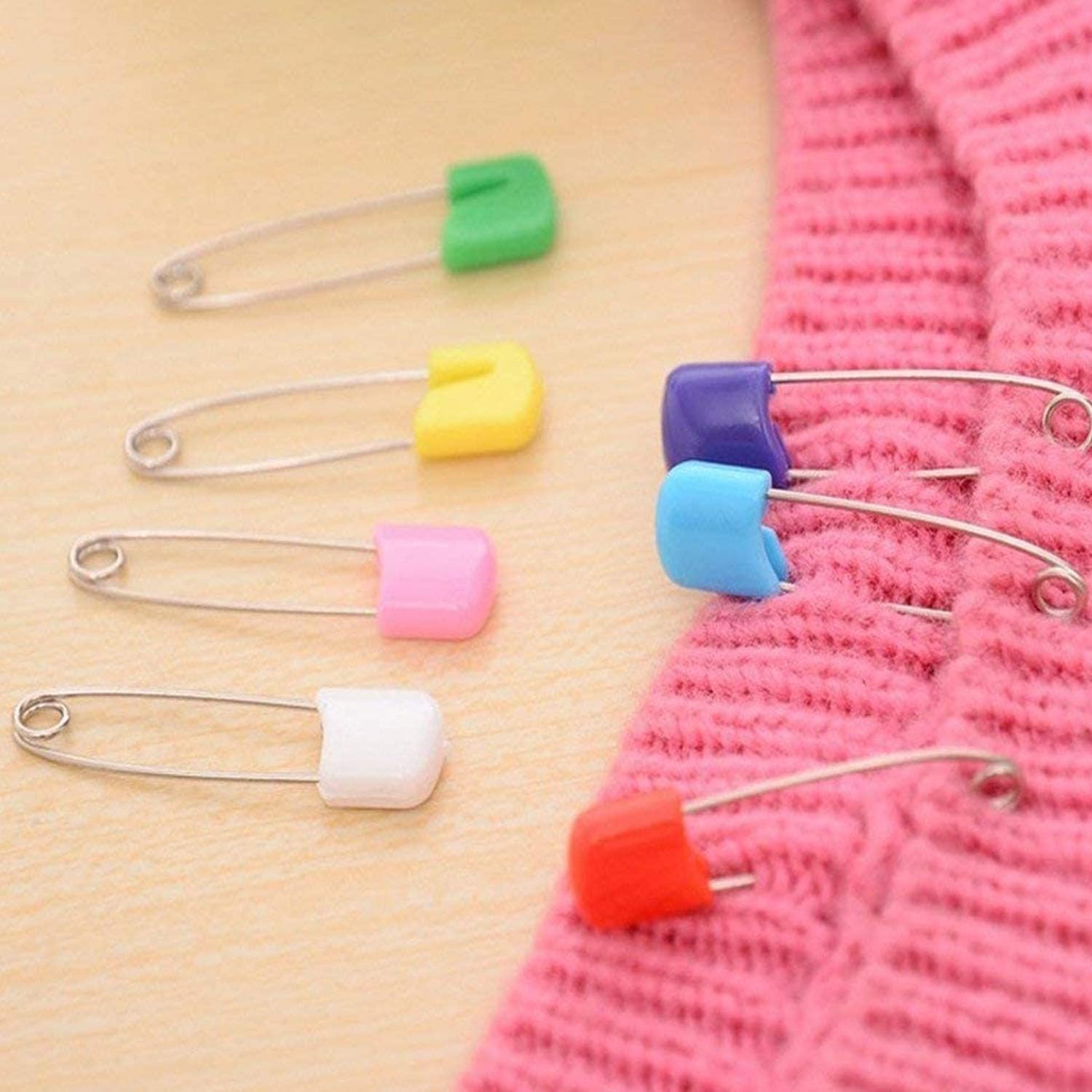 60 Pcs 2 Inch Plastic Baby Safety Pins, Nappy Pins, Plastic Head Safety Pins, 6 Colors