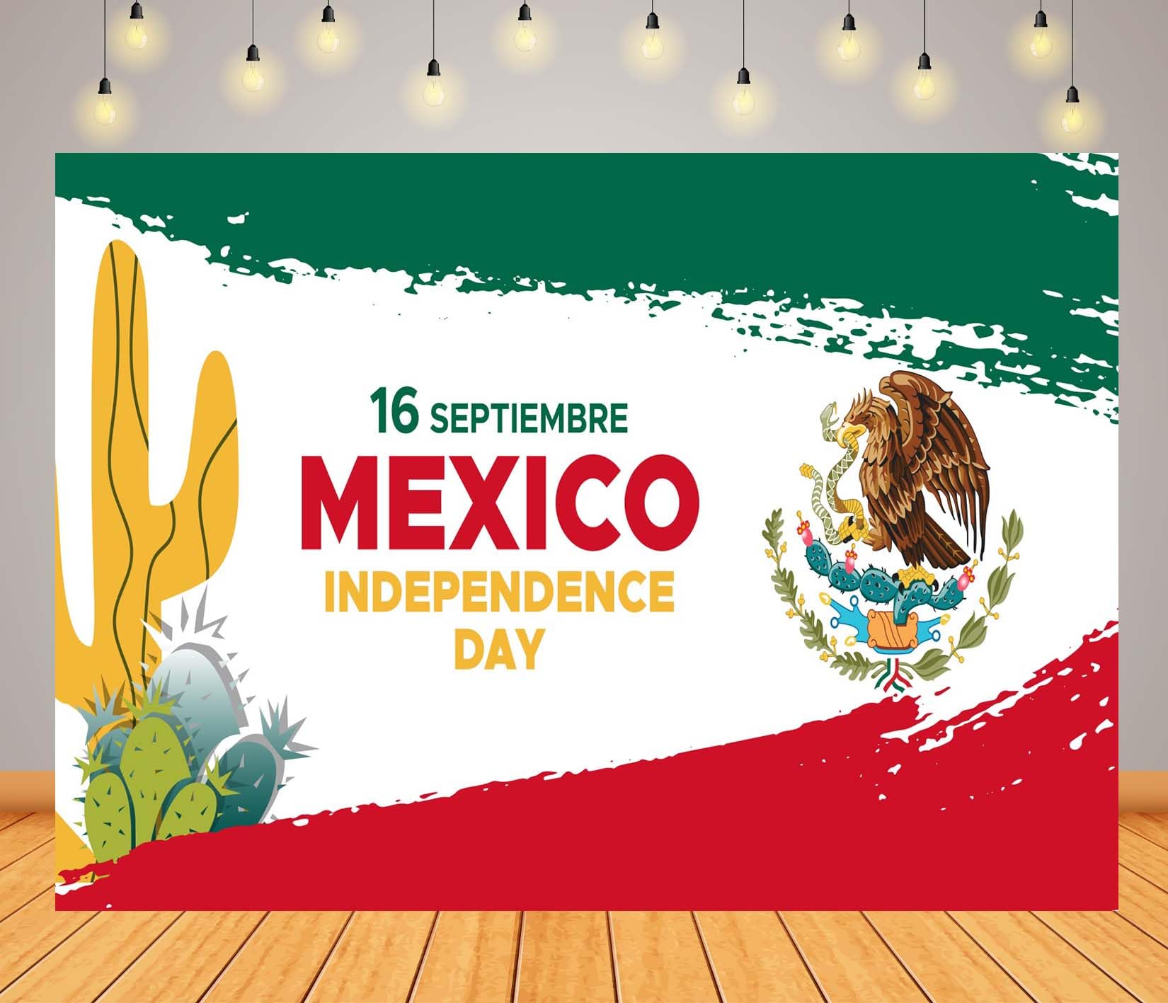 BELECO 3.6x3m Telo sfondo festa indipendenza Messico | Cactus bandiera messicana sfondo 16 settembre festa nazionale Messico banner eventi accessori foto