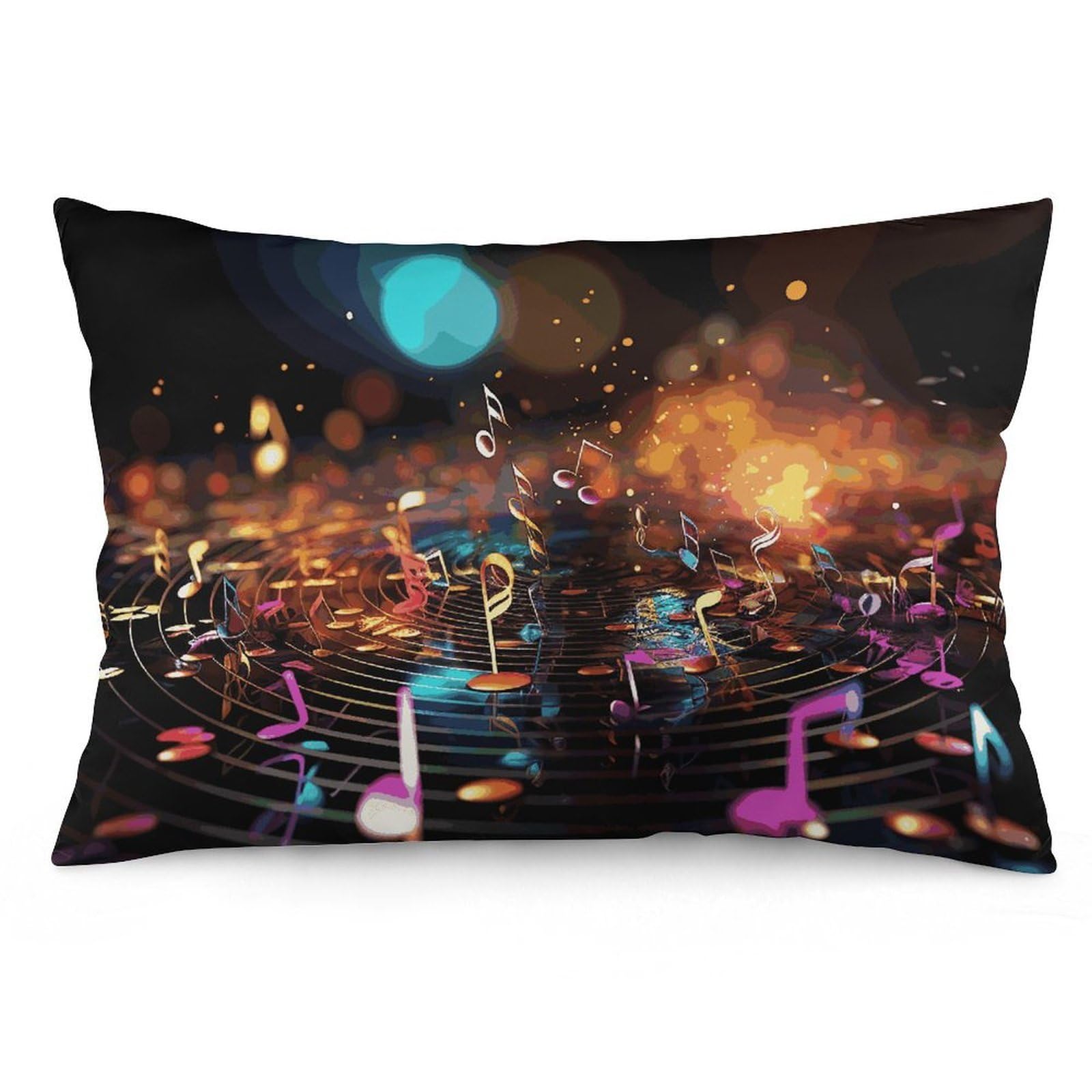 2 Pack Pillow Cases for Hair and Skin, Soft Breathable Pillow Case Covers with Hidden Zipper, Colorful Music Notes Pillowcase 16 "x24 Pillow Covers for Sleeping Gift