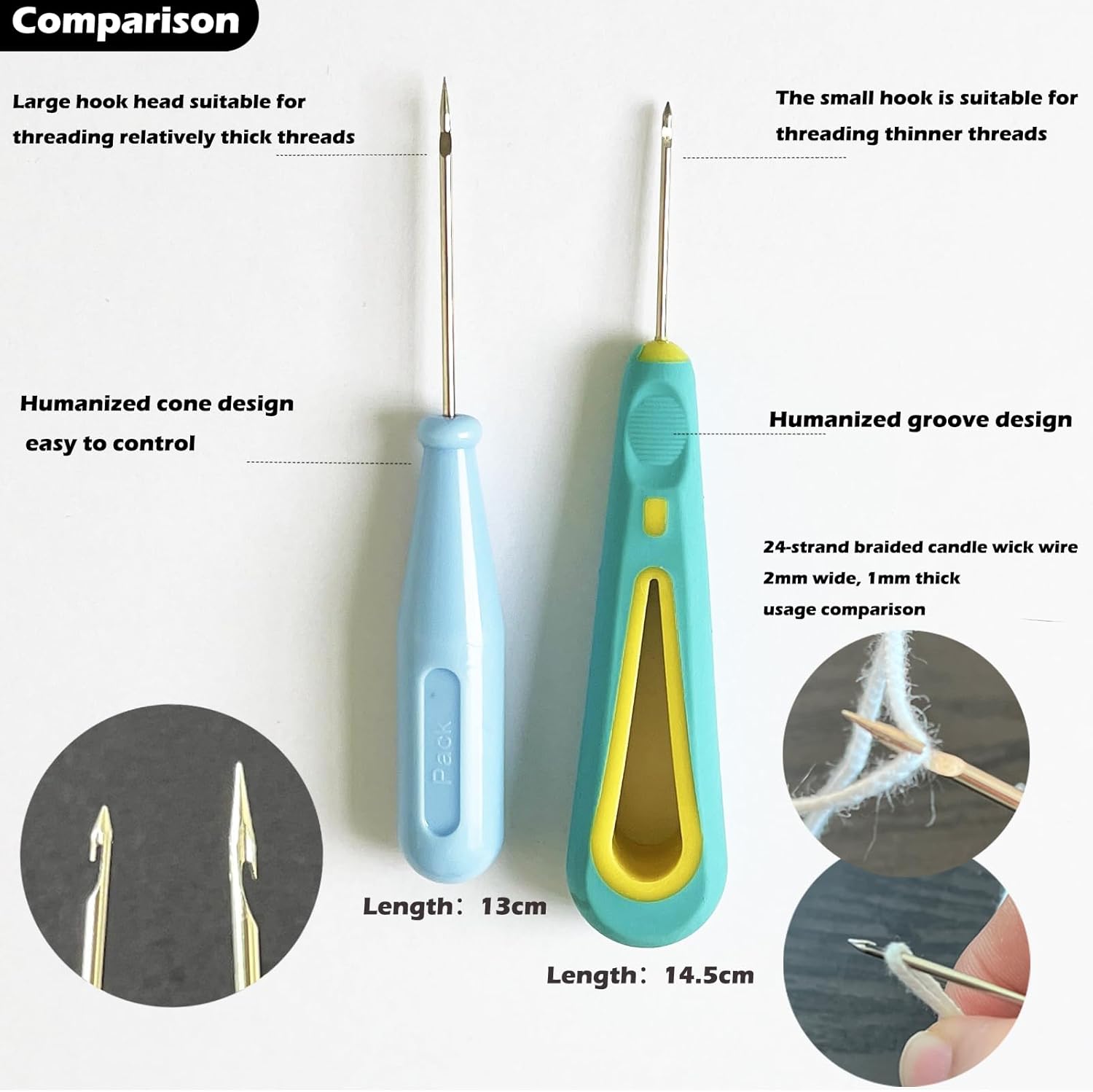 136PCS Professional Candle Making Kit with Soy Candle Wicks,Big Hole Long Wicking Needle for Molds with Storage Bag,Wick Trimmer,Mold Hook Eye Punch Needle for Candle Lover Beginner