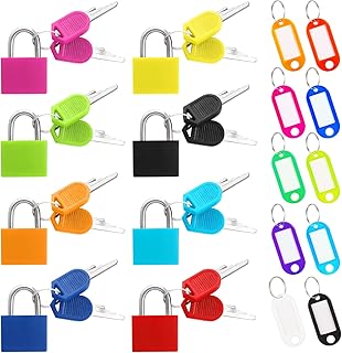 Suitcase Locks with Keys, 8 Pcs Travel Padlocks Luggage Locks Colored Padlocks with Keys & 10 Pcs Plastic Tags for Travel Suitcases Luggage Bag Case School Gym