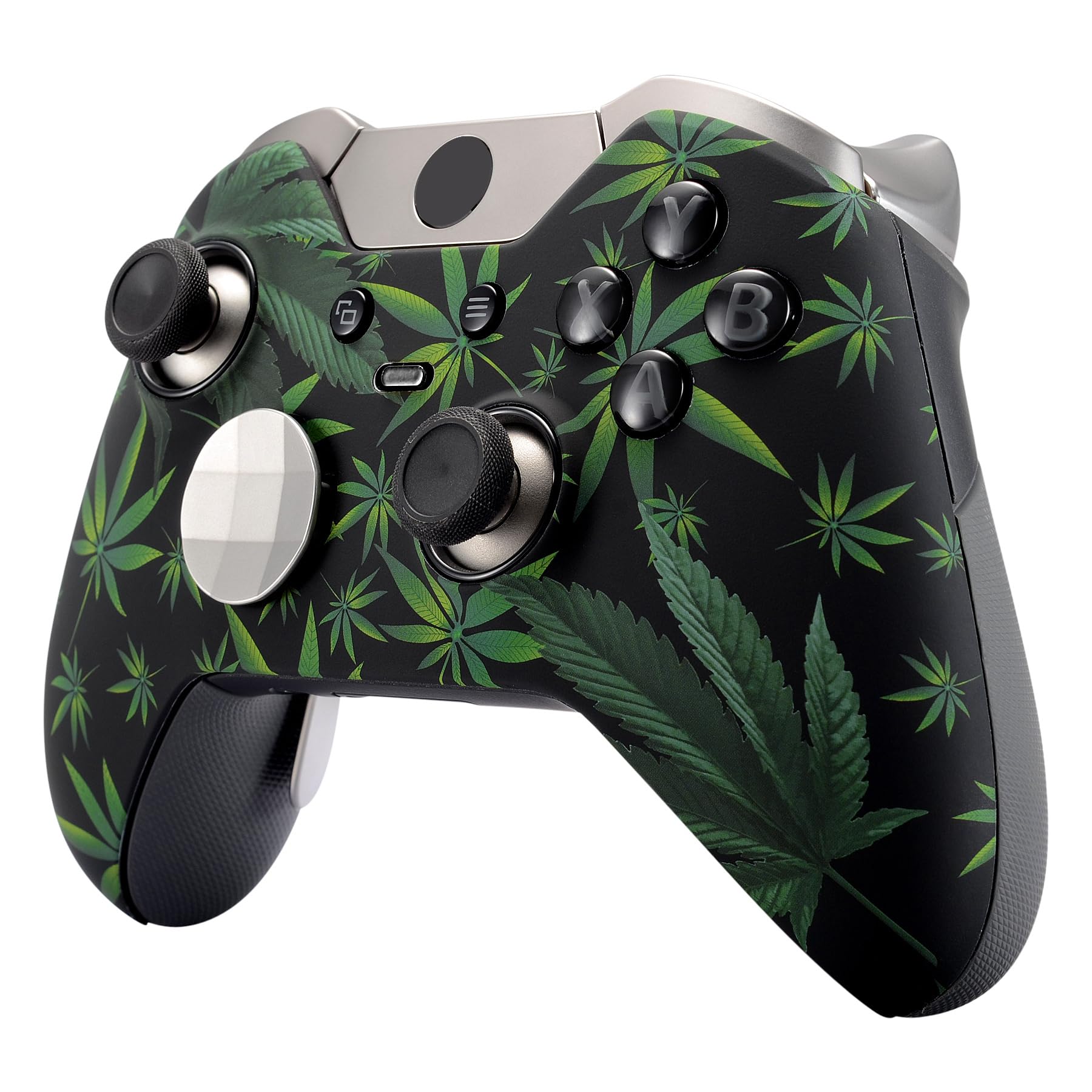 eXtremeRate Cover Custodia Anteriore Case Copertura Frontale Pezzo di Ricambio per Xbox One Elite Controller Model 1698 con 2 Anelli d'Accento(Erbe Verdi)