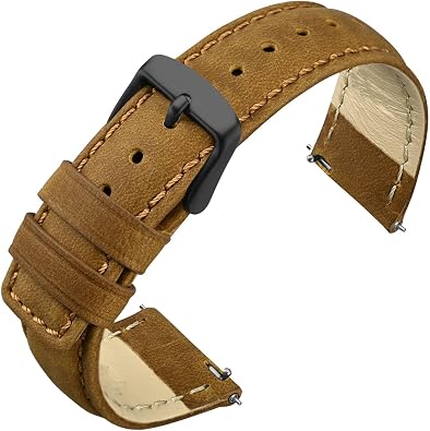 ANNEFIT Quick Release Watch Band for Men Women, Vintage Crazy Horse Leather Watch Strap 18mm 20mm 22mm