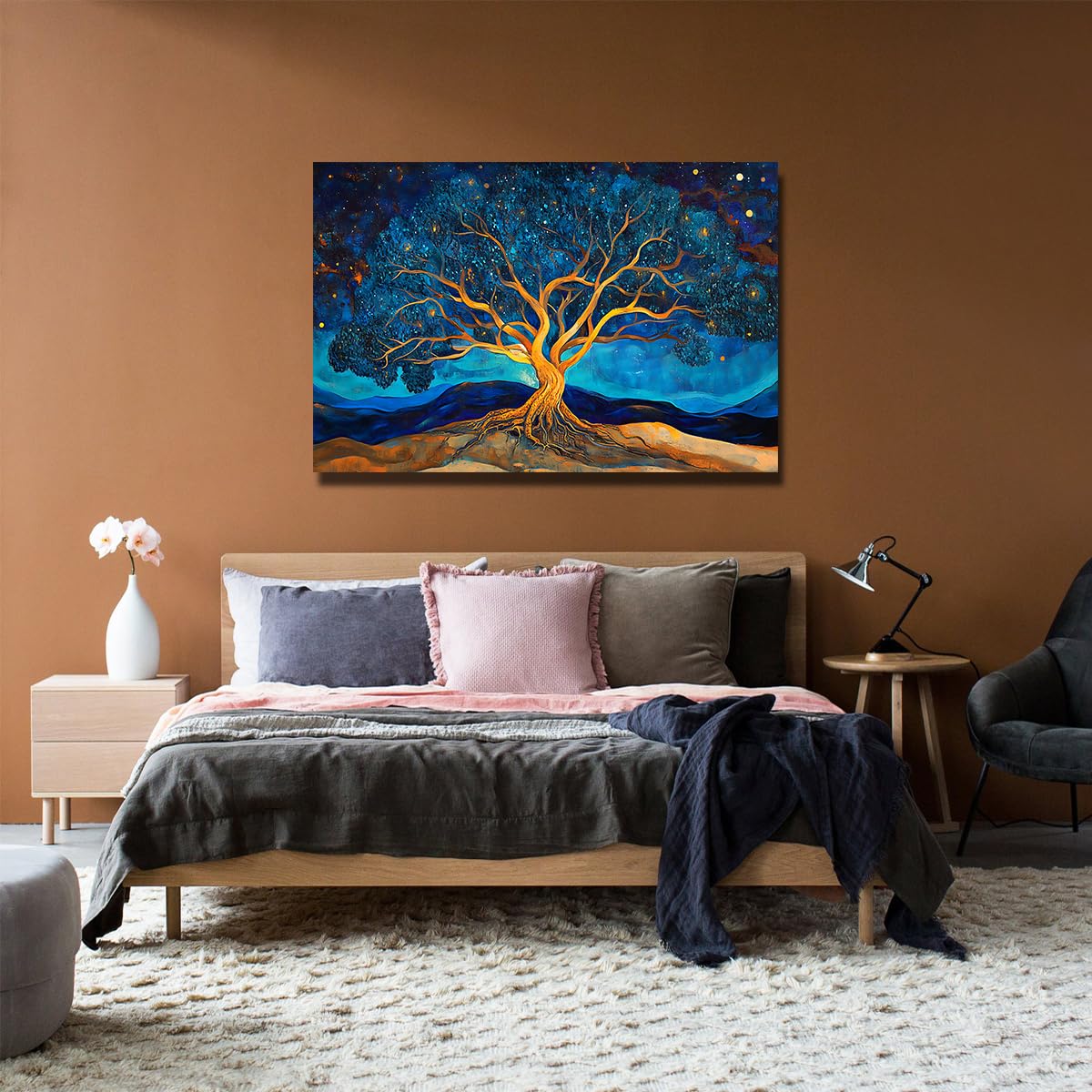 Duże oprawione drzewo życia, druk artystyczny na płótnie, 70 x 100 cm