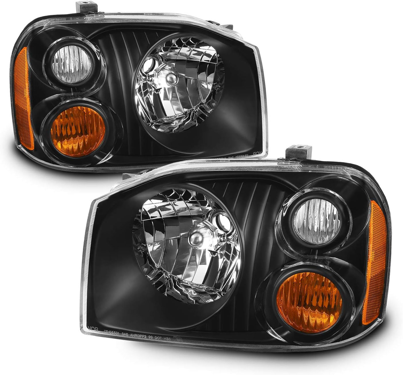 AKKON - Fits 2001-2004 Nissan Frontier Right & Left OE Style Headlights + Taillights Lamps Housing Combo - Black