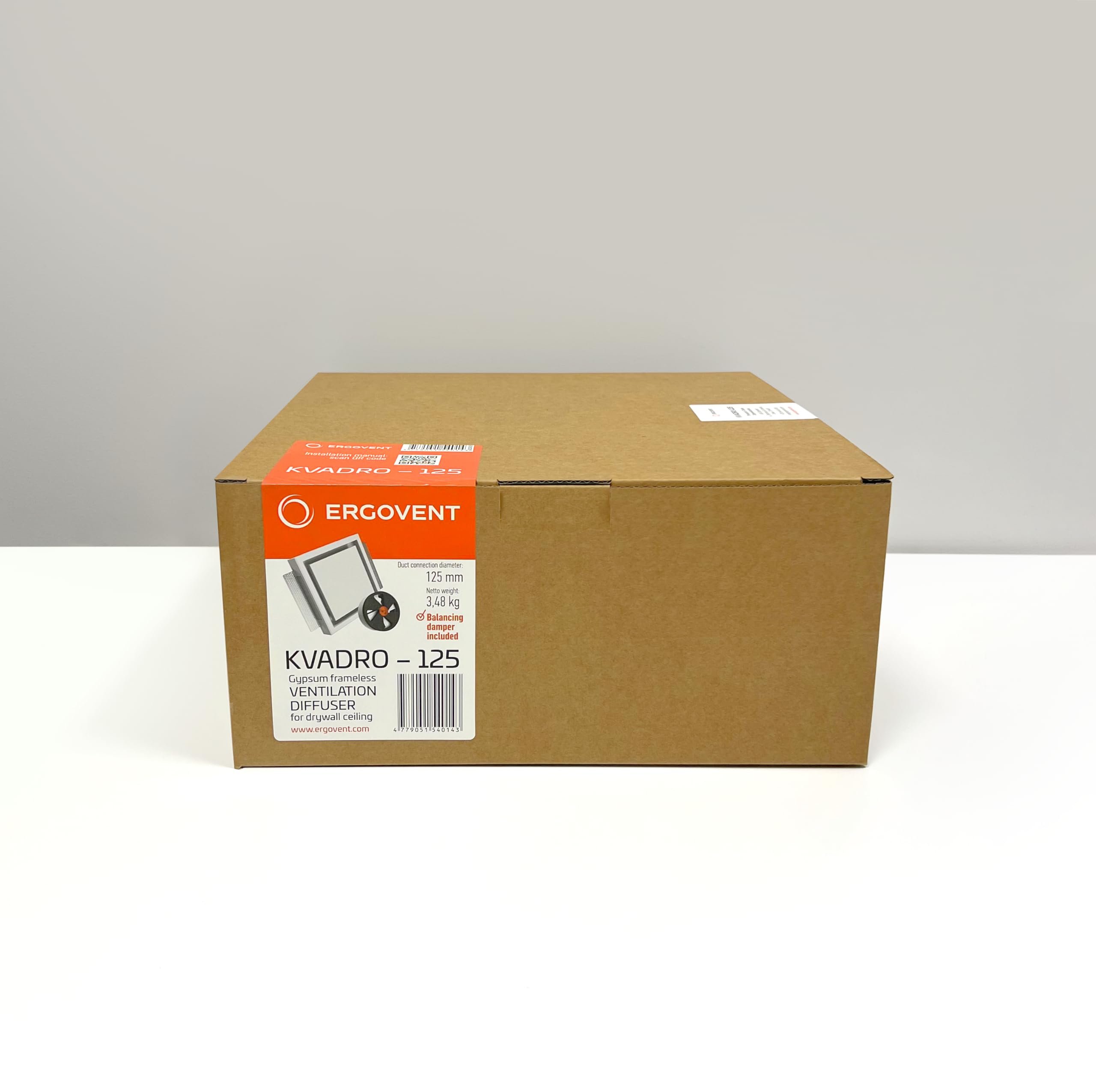 KVADRO-100 - Presa di ventilazione quadrata senza cornice - valvola a disco da 100 mm con magnete - diffusore verniciabile 4"