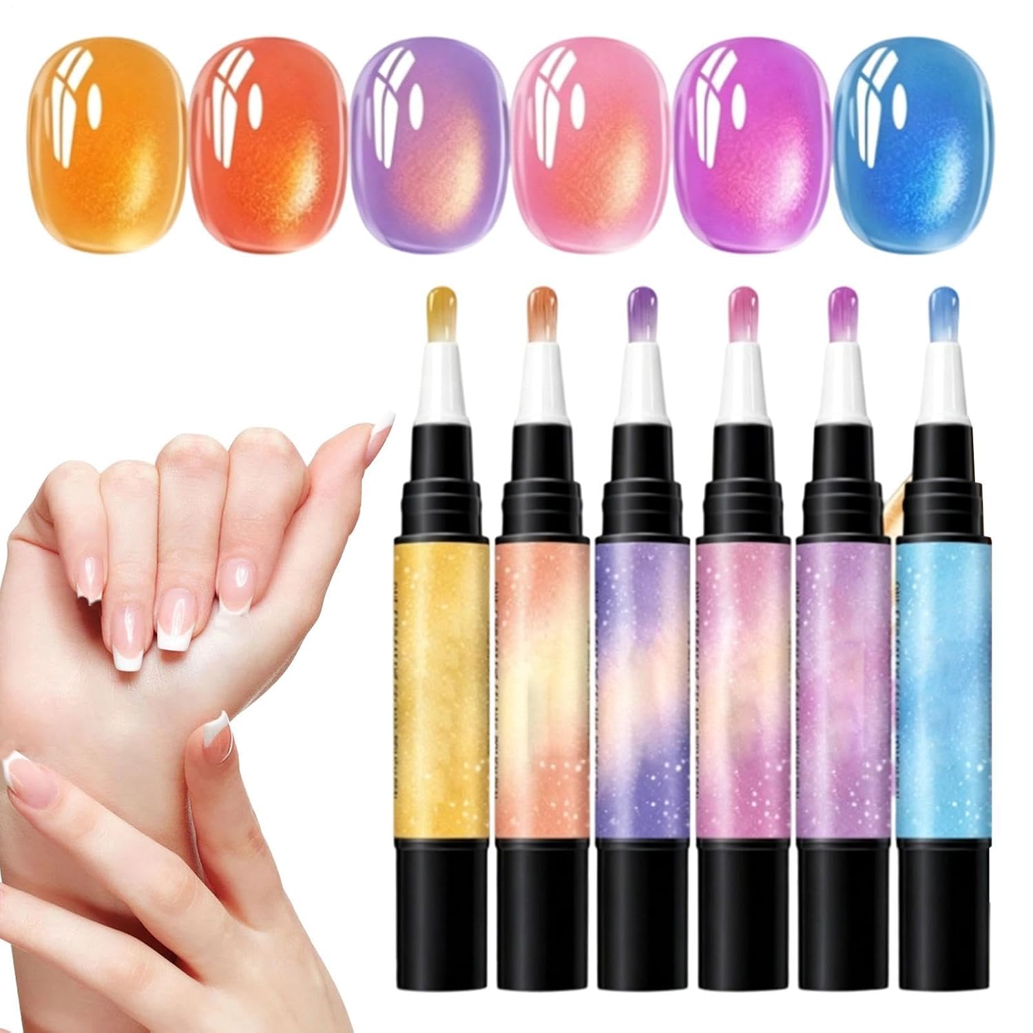 Gel Pens for Nails - 6 Piece Manicure Decoration Tools,Nail Varnish Pens Set,for Beauty & Home Salon Girls Travel Beginner Art
