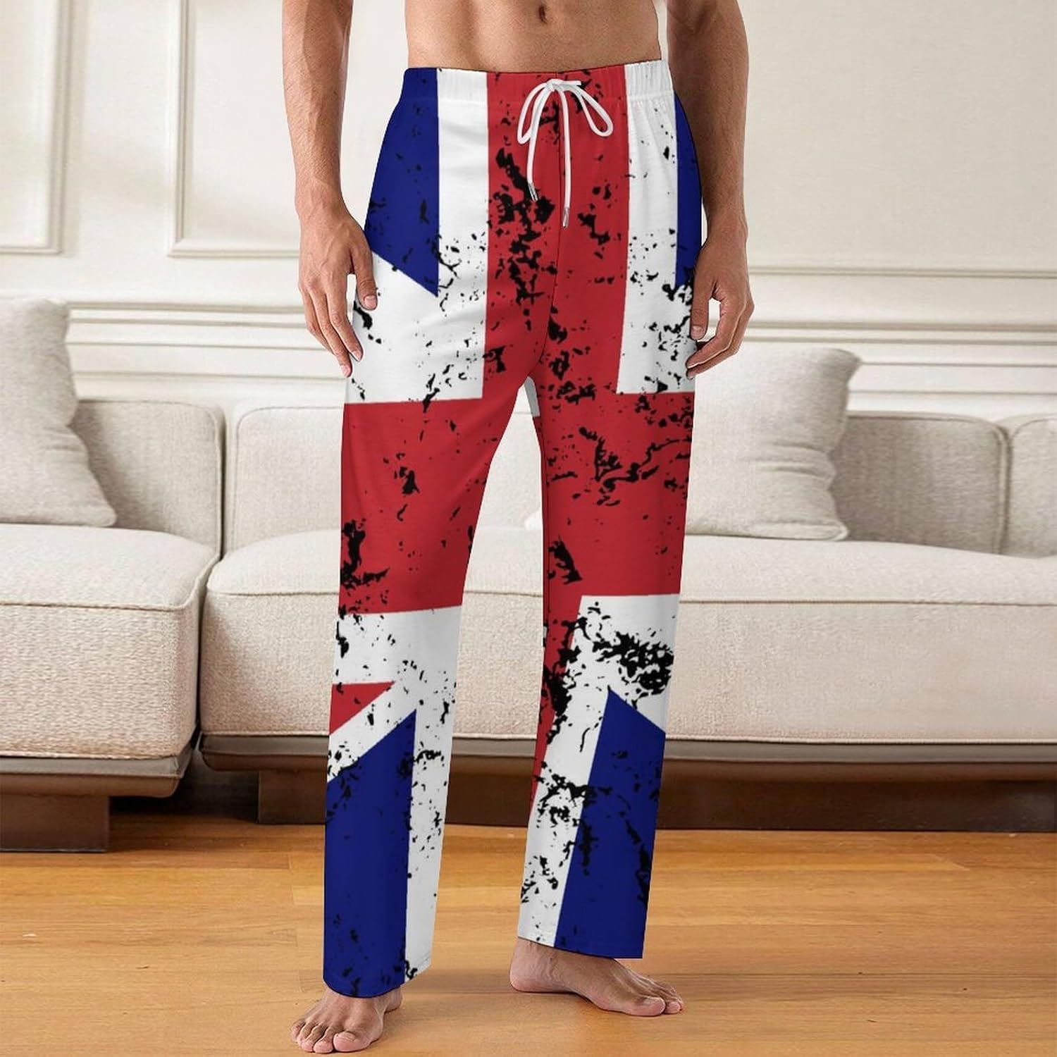 Mens Kuwait Flag Pajama Pants Soft Lounge Pants Loose PJ Bottoms,