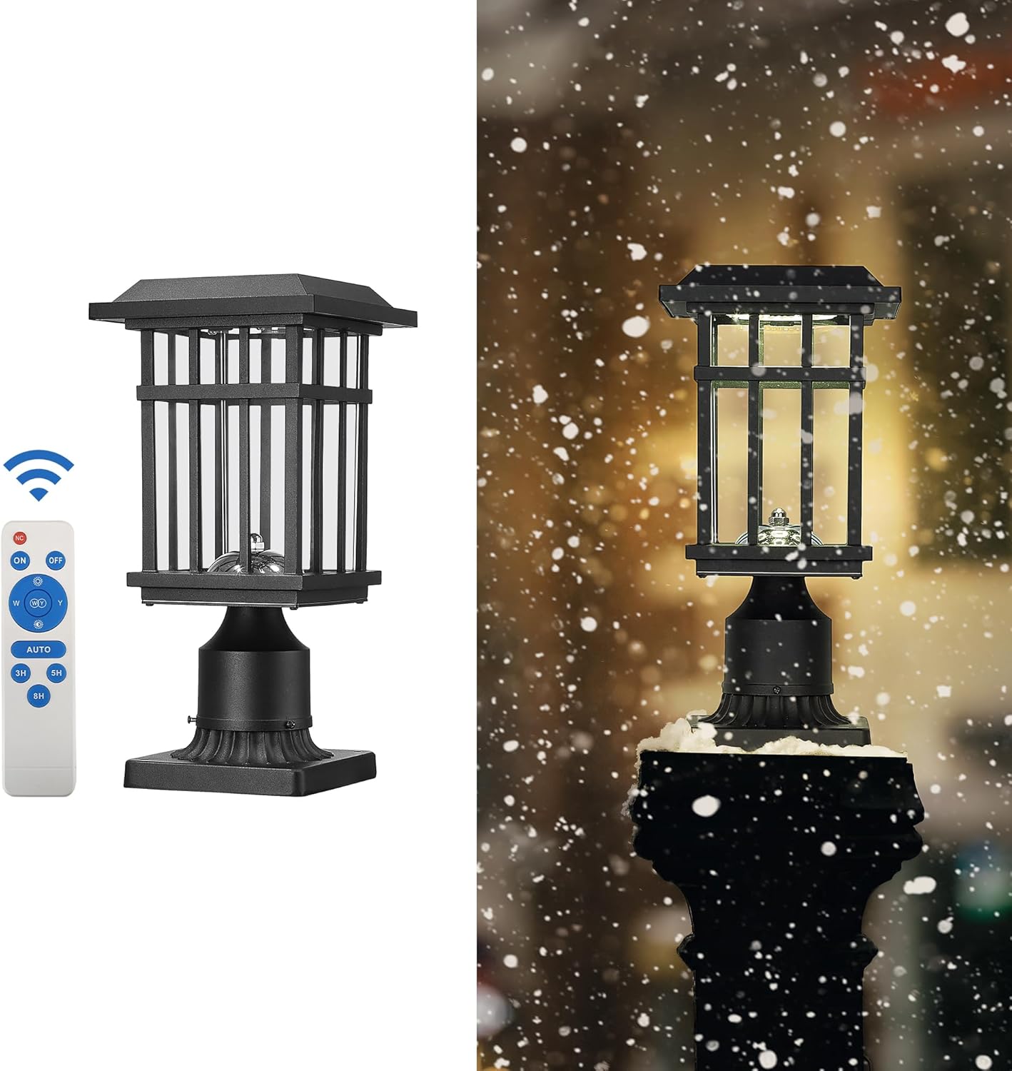 Seovix Solar Post Lights with Remote Control, Outdoor Solar Lamp Post ...