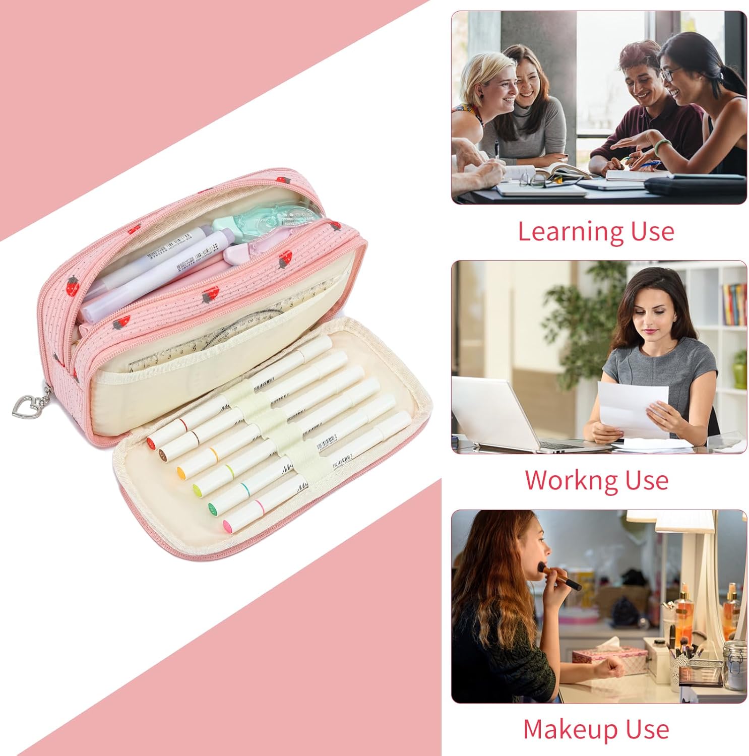 Pencil Case Large Capacity Pencil Pouch Pen Bag Office Stationery Organizer Multifunctional Pencil Bag for Teen Girls and Women - Image 7