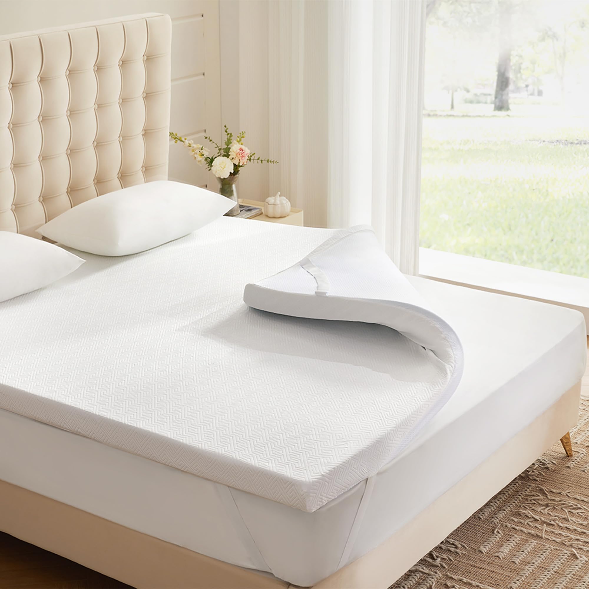 2 Inch Memory Foam Mattress Topper King, Memory Foam Pad with Removable & Washable Cover, Bed Topper for Back Pain, Non-Slip Ventilated Design 9006-king-2-v2