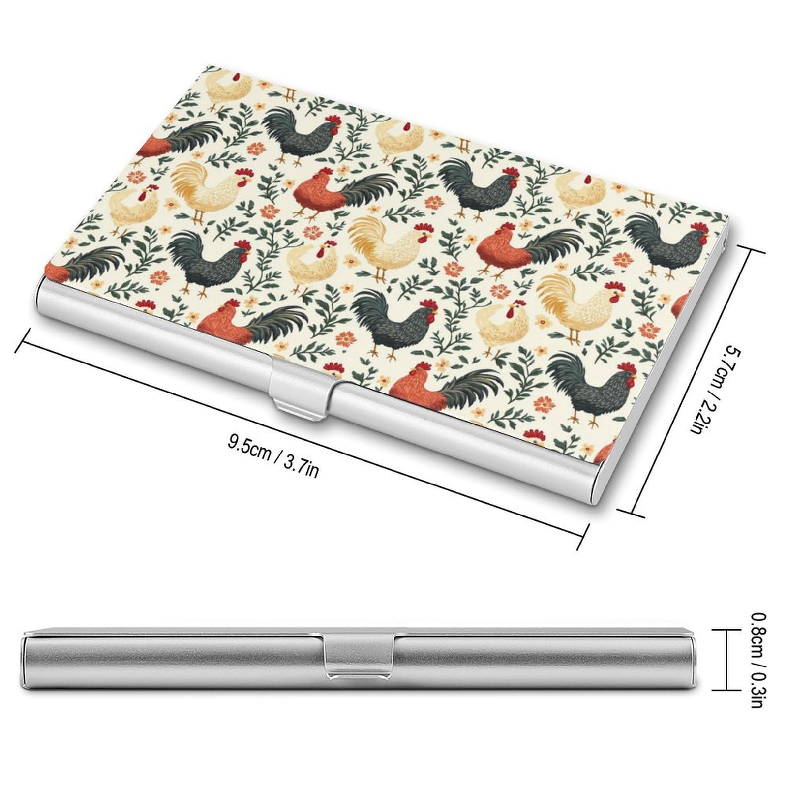 DULAHR Farmhouse Rooster Business Card Holder Pocket Business Card Case Metal Case Name Card Holder Men Women